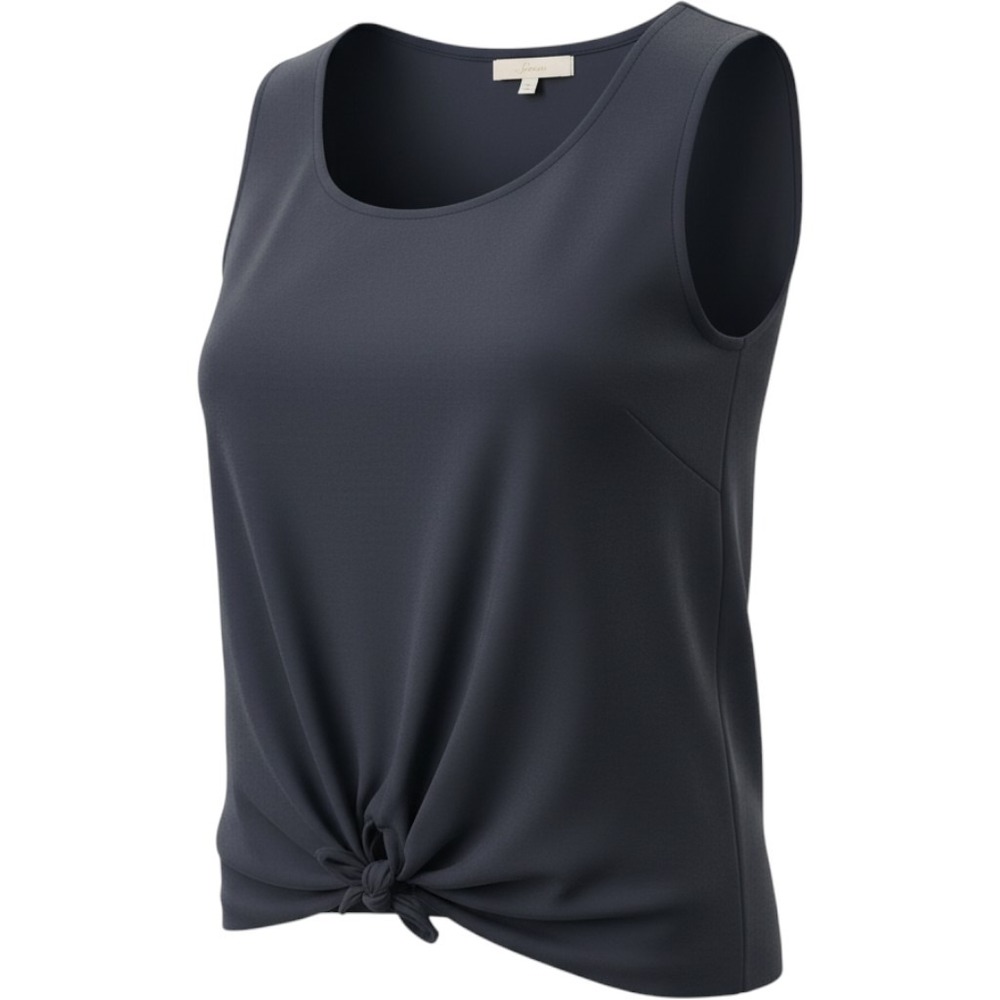 Soprano Navy Blue Sleeveless Front Knot Tie Blouse Top T23502MAU